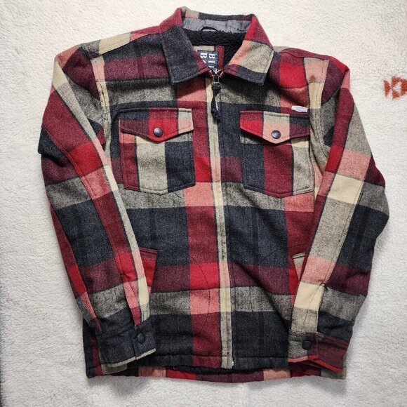 Billabong Other - Billabong Sherpa Lined Plaid Flannel Jacket Full Zip Medium Outdoor Wool Red